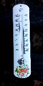 Thermomètre émail blanc extérieur 25 cm fraises: thermomètre déco émaillé