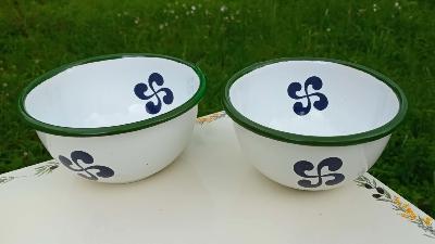 Bol émail croix basque vaisselle émaillée incassable lot de 2