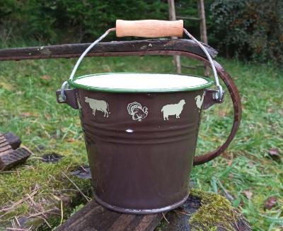 Petit seau émaillé Animaux déco: vaisselle émaillée