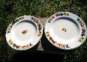 2 assiettes dessert bouquet de fruits faence maille made in France