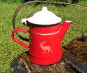 Cafetière vintage émaillée rouge déco montagne 0,5L made in France