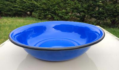 Très grand saladier émaillé bleu vaisselle émaillée cuvette 