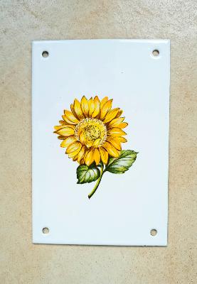 Plaque émaillée décorative tournesol fleur coupée émail et cetera