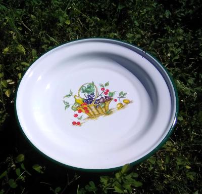 Plat émaillé panier de fruits vaisselle émaillée émail et cetera 26 cm