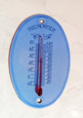 Thermomètre émail bleu décoratif, thermomètre émaillé ovale de marque 
