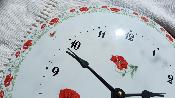 Horloge émaillée déco coquelicot bombée ronde made in France 28 cm