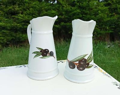 Pichet Pot à eau olive noire déco Provence porcelaine émaillée lot de 2