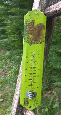 Thermomètre émaillé animaux de la forêt écureuil 25 cm Arémail Emalia