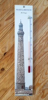 Thermomètre Bois décor Phare de Bretagne: thermomètre déco marine 50 cm