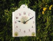 Horloge émaillée Vintage Cuisine fleurs en pot made in France
