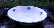 Saladier émaillé fleur bleue décoration motif fleur vaisselle émaillée vintage