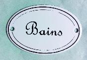 Plaque maille Bains, plaque de porte dco vintage ovale