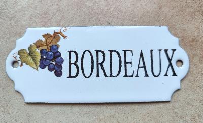 Plaque cave émaillée Bordeaux décor raisin émail véritable