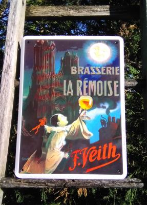 Plaque émaillée Brasserie La Rémoise de qualité numérotée made in France