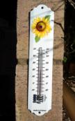 Thermomètre émaillé décor fleurs Tournesol: thermomètre émail extérieur 25 cm