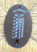 Thermomètre extérieur émaillé Chocolat, thermomètre décoratif ovale