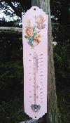 Thermomtre rtro maill rose bouquet Armail Emalia: thermomtre mail vritable 30 cm