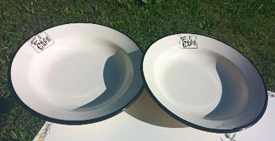 2 assiettes émaillées café Belgian Beer vaisselle extérieure incassable