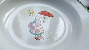 2 assiettes émaillées Bécassine parapluie vaisselle extérieure incassable