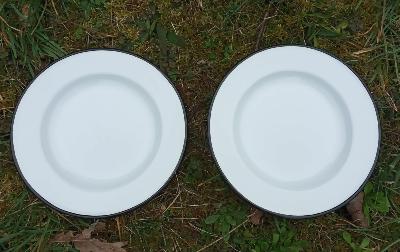 Assiette émaillée blanches vaisselle émaillée sobre et élégante lot de 2