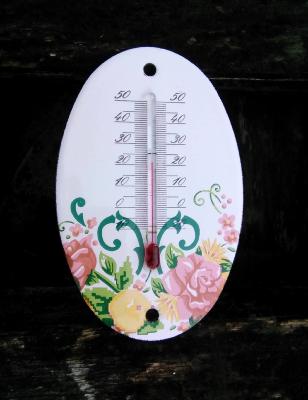 Thermomètre émaillé motif fleur, thermomètre extérieur décoratif de marque Arémail Emalia