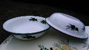 Saladier émaillé olives noires lot de 2, vaisselle émaillée  made in France