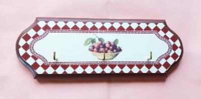 Accroche torchons porte clés panier de cerises frise décorative