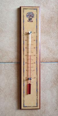 Thermomètre bois décoratif Fruits Arbre, thermomètre déco qualité française 50 cm