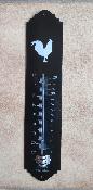 Thermomètre métal émaillé décoratif 30 cm Coq émail noir