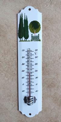 Thermomètre décoratif émaillé arbre topiaire, thermomètre émail extérieur Vintage