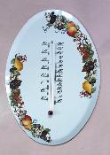 Thermomètre émail à l'ancienne décor fruits grand ovale Arémail Emalia