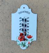 Thermom�tre �maill� R�tro coquelicots, thermom�tre �mail d�coratif