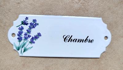 Plaque Chambre émaillée Lavande, plaque émail véritable 