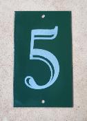 Petite plaque émaillée numéro de maison N° 5 vert émail et cetera