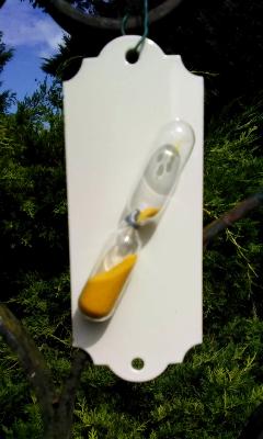Sablier original sable jaune déco vintage émaillé ivoire made in France