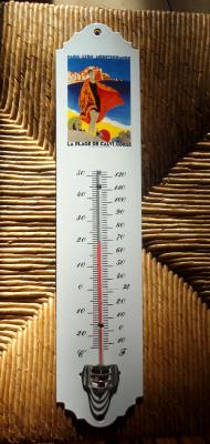 Thermomètre émaillé décoratif vintage Plage de Calvi 30 cm