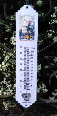 Thermomètre émaillé décoratif vintage côte d'azur soleil 30 cm