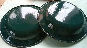 Assiette émaillée blanc et vert vaisselle émaillée incassable lot de 2
