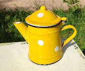 Cafetière émaillée jaune pois blancs 0,5 L utile et décorative