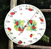 Thermomètre émaillé rond bombé Coccinelles: thermomètre décoratif en émail