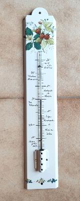 Grand thermomètre vintage décoratif émaillé fruits 50 cm idéal au jardin Arémail Emalia