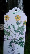 Thermomètre mural émaillé fleurs jaunes extérieur intérieur 30 cm