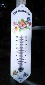 Thermomètre extérieur émaillé motif fleur bouquet 35 cm 