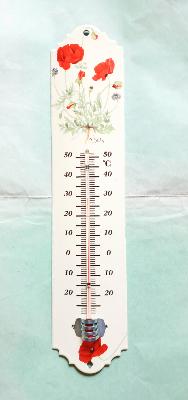 Thermomètre jardin émaillé Coquelicot 30 cm: thermomètre émail Arémail Emalia 