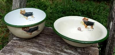 Bol émail et coupe émaillée gamelles chien vaisselle émaillée 