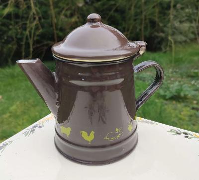 Cafetière émaillée 1/2 L animaux frise décorative fonctionnelle