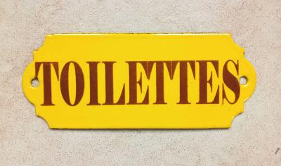 Plaque toilettes émaillée Jaune émail véritable made in France