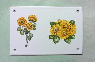 Plaque émaillée décorative tournesol bouquet de fleurs émail etc