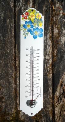 Thermomètre émaillé vintage extérieur 30 cm Fleurs Arémail Emalia