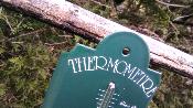 Grand Thermomètre extérieur décoratif émaillé vert 50 cm, thermomètre émail à l'ancienne 